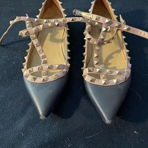 Blue studded Valentino flats